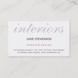 Modern Plain White Interior Designer House Home Business Card