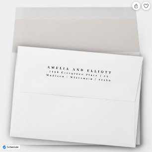 Modern Plain White Linen Return Address 5x7  Envelope
