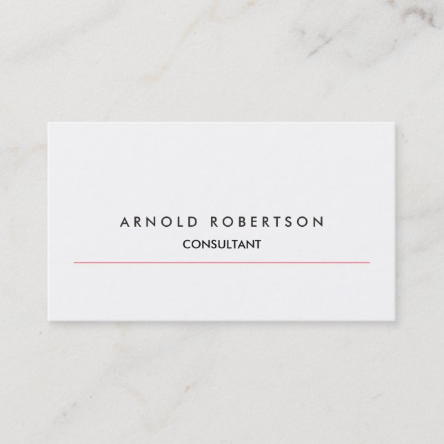 Modern Plain White Professional Business Card (Front)