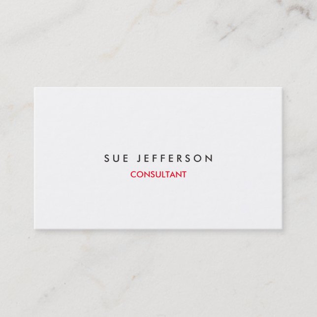 Modern Plain White Professional Creative Elegant Business Card (Front)