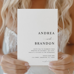 Modern Plain White QR Code All in One Wedding Invitation
