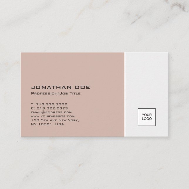 Modern Plain With Logo Professional Elegant Colour Business Card (Front)