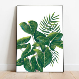Modern Plant Artwork, Tropical Leaves, Green Art Poster