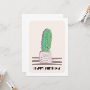 Modern Plant Cactus Green Birthday Card