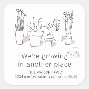 Modern Plants Moving Announcement Sticker