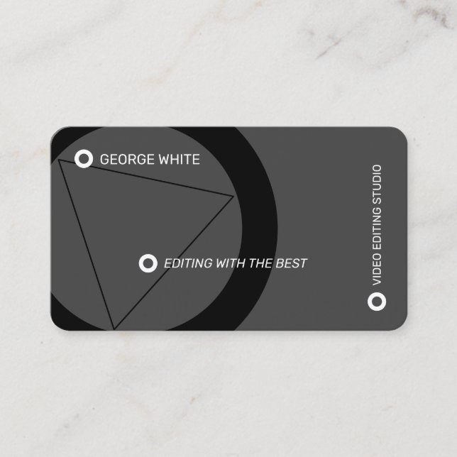 Modern play button minimal gray and black business card (Front)