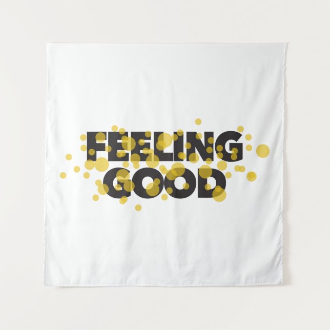 Modern, playful, cheerful design of Feeling Good Tapestry (Front)