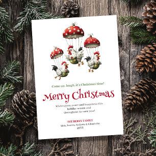 Modern Playful Chickens Holiday Greeting Card