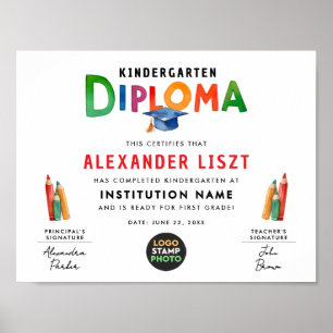 Modern Playful Colourful Typo Kid Grad Diploma Log Poster