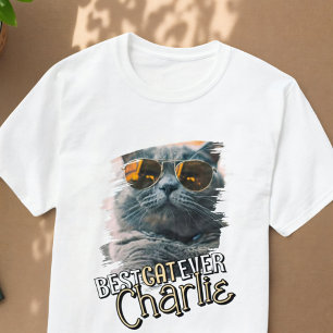 Modern Playful Cool Grunge Custom Pet Cat Photo T-Shirt