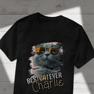 Modern Playful Cool Grunge Custom Pet Cat Photo T-Shirt