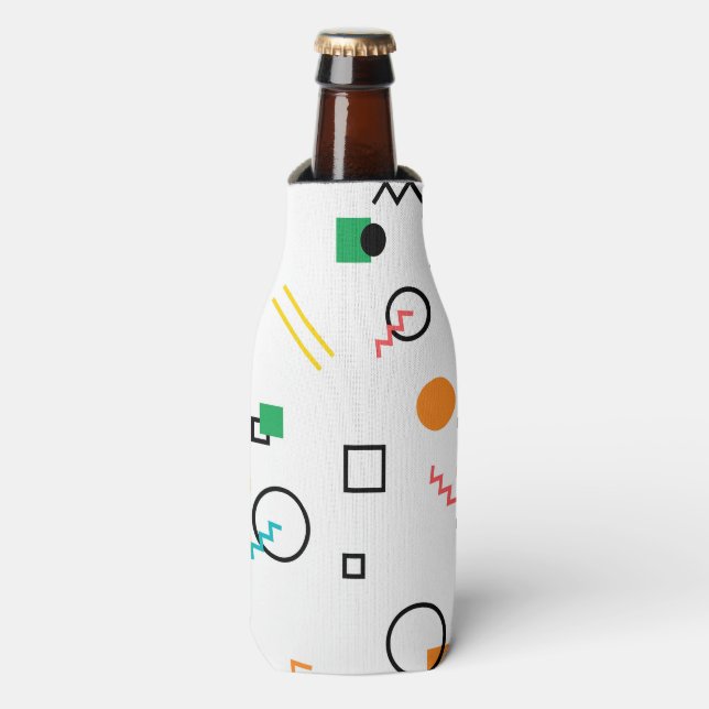 Modern, playful, cool, trendy, Memphis geometric Bottle Cooler (Bottle Front)