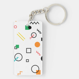Modern, playful, cool, trendy, Memphis geometric Key Ring