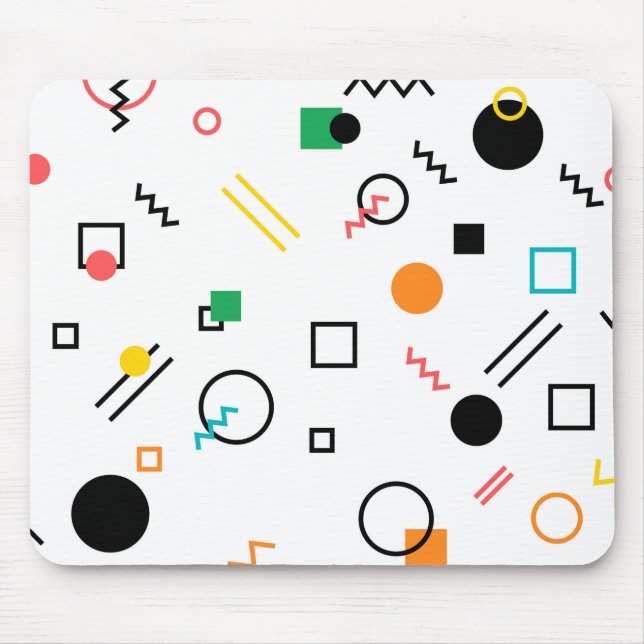 Modern, playful, cool, trendy, Memphis geometric Mouse Mat (Front)