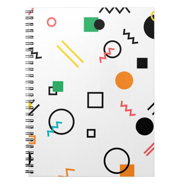 Modern, playful, cool, trendy, Memphis geometric Notebook (Front)
