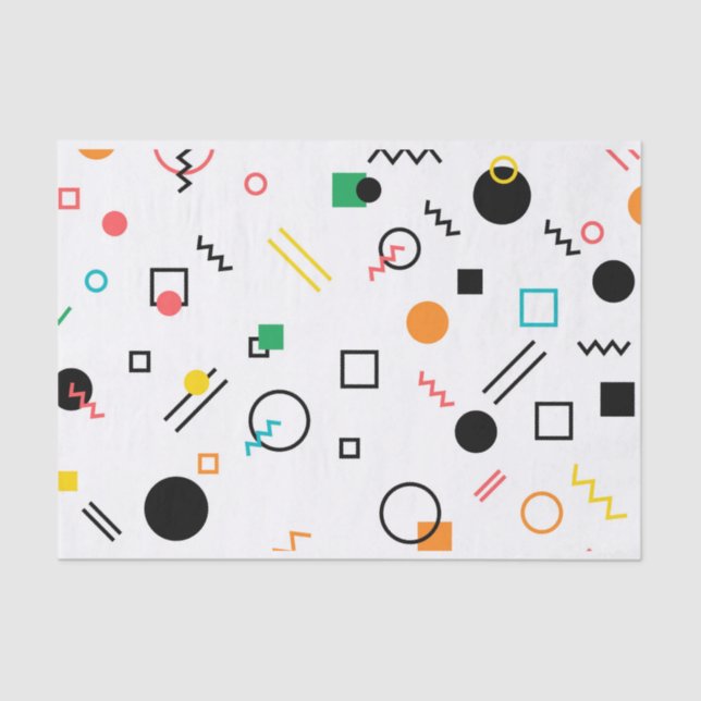 Modern, playful, cool, trendy, Memphis geometric Tissue Paper (Front)