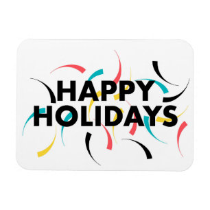Modern, playful design of  "Happy Holidays" Magnet