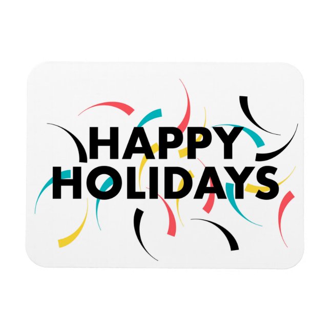 Modern, playful design of  "Happy Holidays" Magnet (Horizontal)