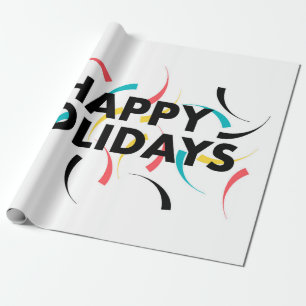 Modern, playful design of  "Happy Holidays" Wrapping Paper