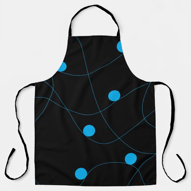 Modern, playful, fun, cute blue balls pattern apron (Front)