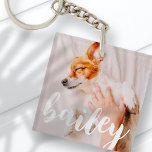 Modern Playful Simple Elegant Chic Pet Photo Key Ring<br><div class="desc">This simple and classic design is composed of serif typography and add a custom photo of your pet.</div>