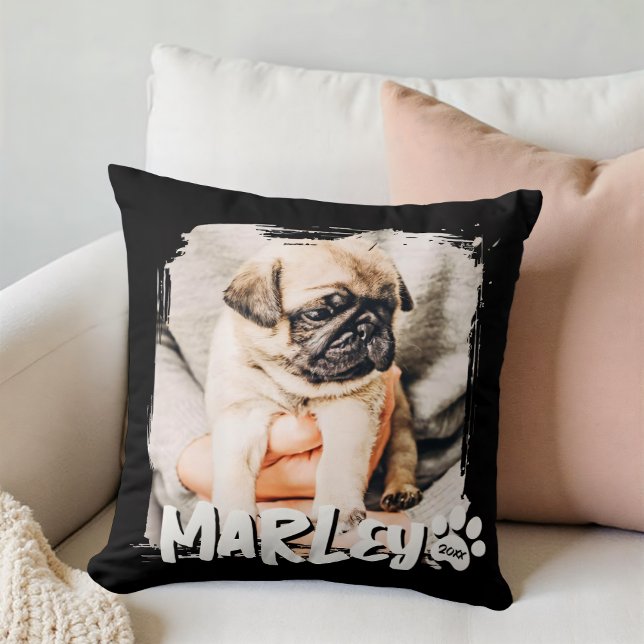 Modern Playful Simple Grunge Custom Pet Photo Cushion (Creator Uploaded)