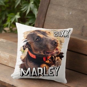 Modern Playful Simple Grunge Custom Pet Photo Cushion
