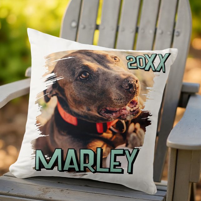 Modern Playful Simple Grunge Custom Pet Photo Cushion (Creator Uploaded)