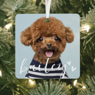Modern Playful Simple Hearts Chic Pet Photo Metal Tree Decoration