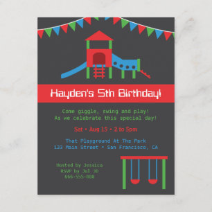 Modern Playground Kids Birthday Party Custom Invitation