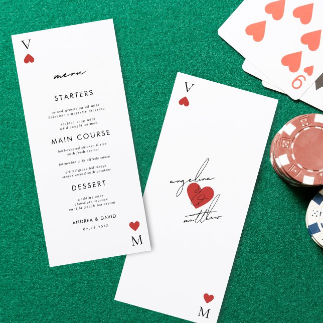 Modern Playing Card Casino Vegas Wedding Menu (Creator Uploaded)