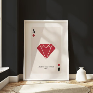 Modern Playing Card Paris Ace Diamonds Trendy Wall Poster