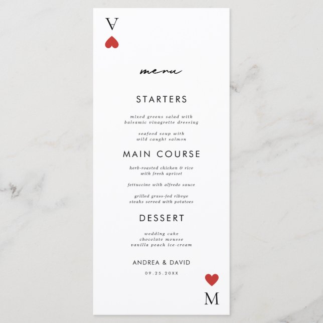 Modern Playing Card Poker Casino Vegas Wedding (Front)