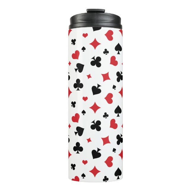 Modern Playing Card Suits Pattern Thermal Tumbler (Front)