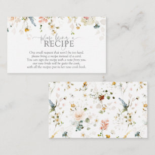 Modern Please Bring A Recipe Watercolor Flowers Enclosure Card