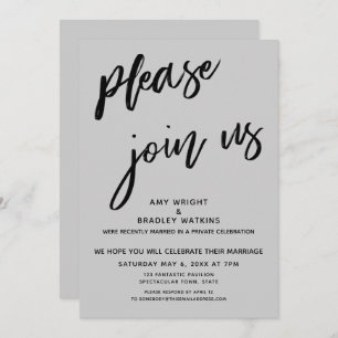 Modern Please Join Us After Wedding Reception Grey Invitation