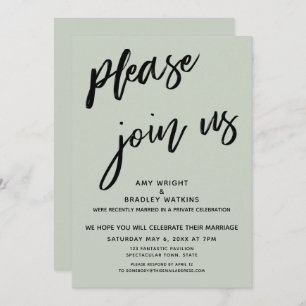 Modern Please Join Us After Wedding Reception Sage Invitation