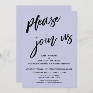 Modern Please Join Us Wedding Reception Lavender Invitation