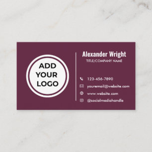 Modern Plum Berry Add Logo Contact Business Card