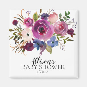 Modern Plum Blue Lavender Shower Favour  Magnet