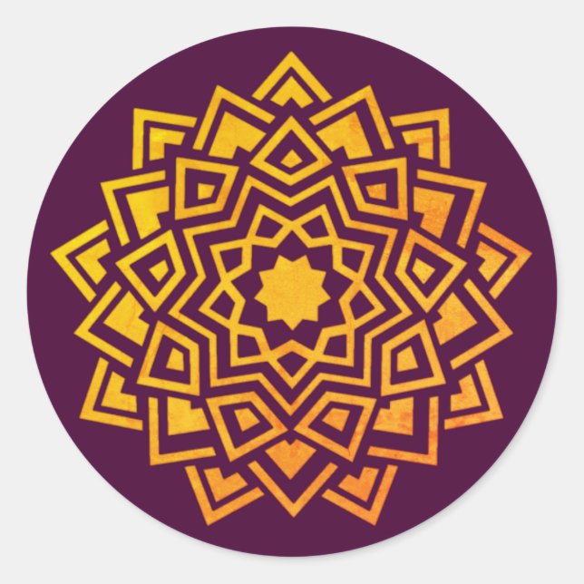 Modern Plum Gold Mandala Indian Envelope Seal (Front)