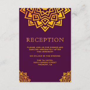Modern Plum Gold Mandala Indian Reception Invitation