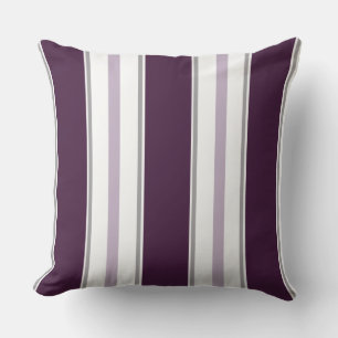 Modern Plum Lavender Grey White Stripes    Cushion