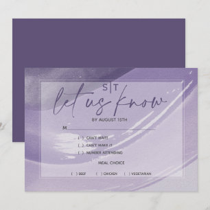Modern Plum Meal Choice RSVP Watercolor Strokes  Invitation