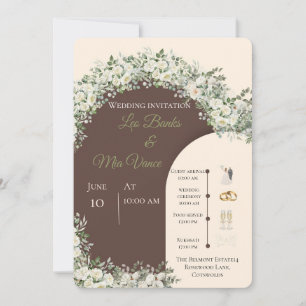 Modern Plum Purple Floral Arch Wedding Invitation