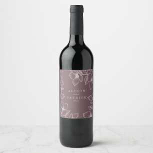 Modern Plum Purple Floral Wine Label