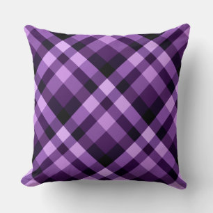 Modern Plum Purple Plaid Pattern Big Throw Pillow