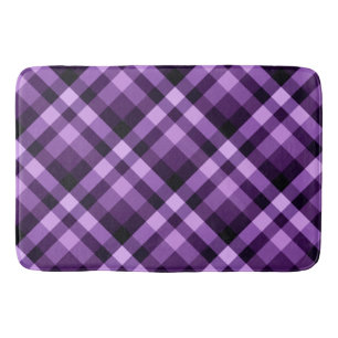 Modern Plum Purple Plaid Pattern Large Bath Mat
