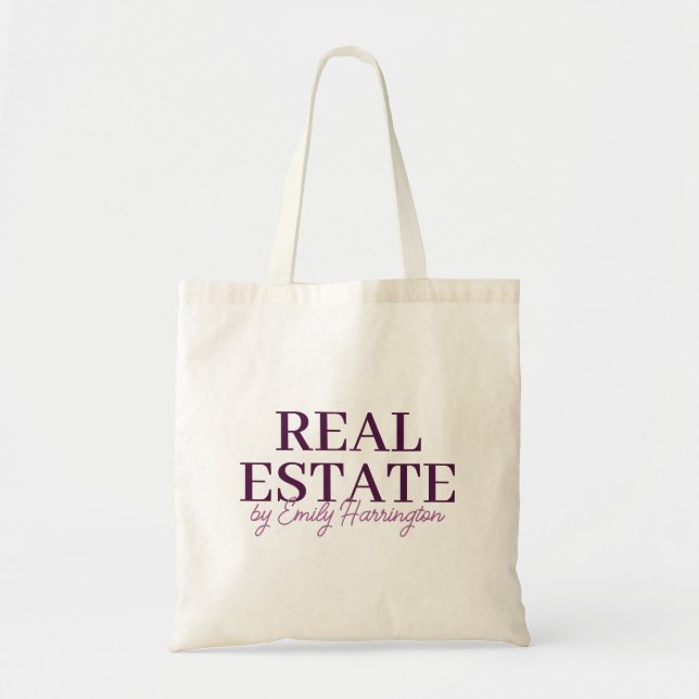 Modern Plum Real Estate Agent Tote Bag (Front)