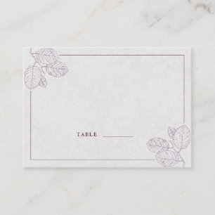 Modern Plum Silver Grey Botanical Outline Elegant Place Card